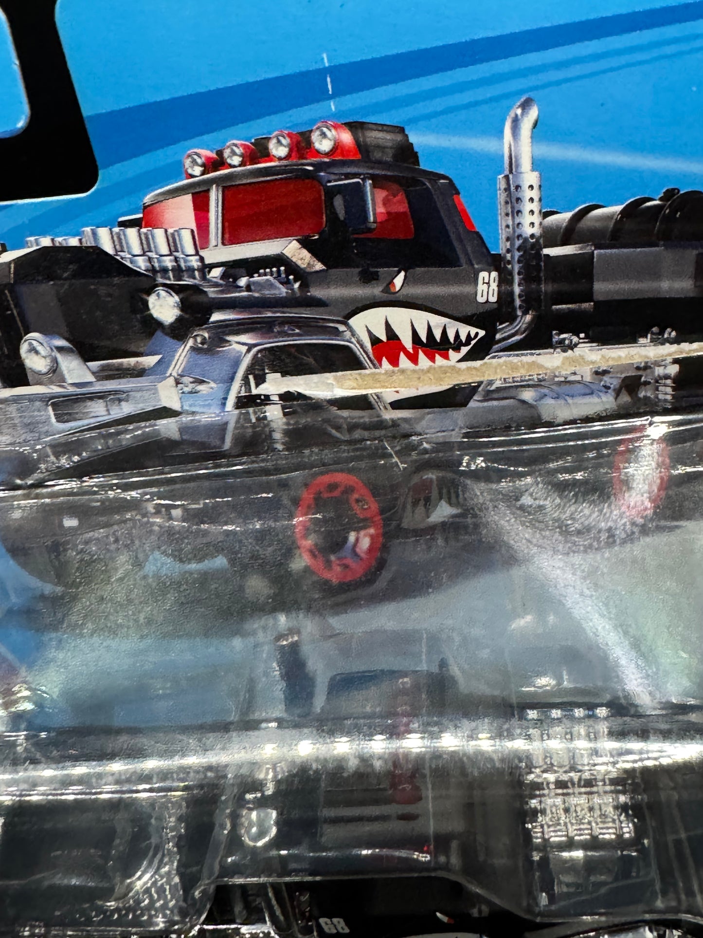 Hot Wheels Super Rigs 2018 Haulin' Horsepower & Sand Stinger ATV Black Shark Mouth Blue