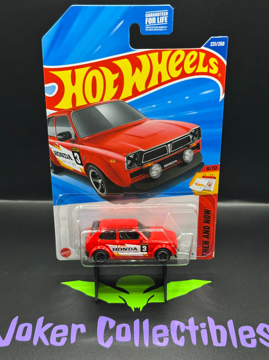 Hot Wheels 2025 Red '73 Honda Civic Custom 231/250 Then and Now 9/10 N Case