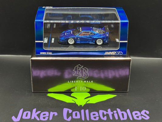 INNO64 Chase LBWK Ferrari F40 Liberty Walk Chrome Black - Chrome Blue