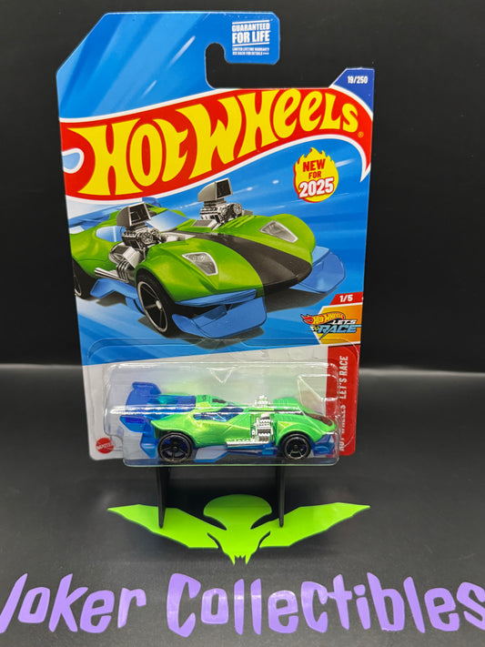 Hot Wheels 2025 Green Blue Super Twin Mill 19/250 Hot Wheels Let's Race 1/5 N Case