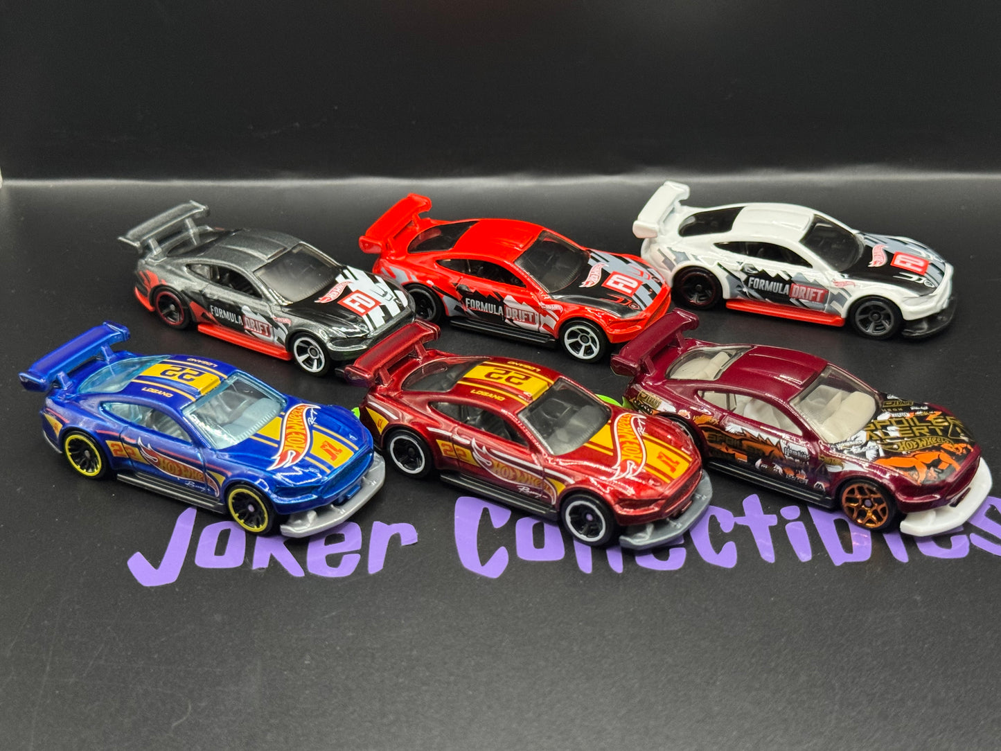 Loose Lot of 6 Hot Wheels Custom '18 Ford Mustang GT Red Blue Gray White Formula Drift