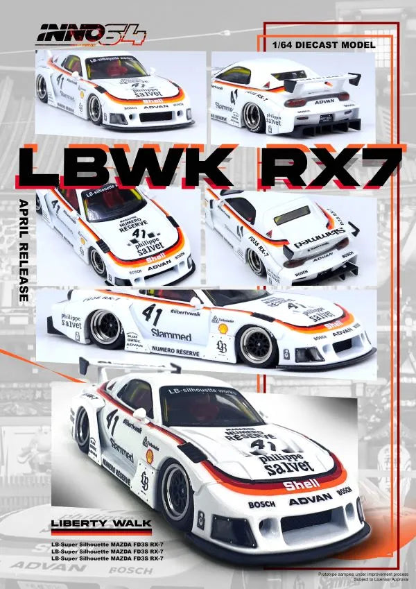 INNO64 MAZDA RX7 RX-7 FD3S LB-SUPER SILHOUETTE White