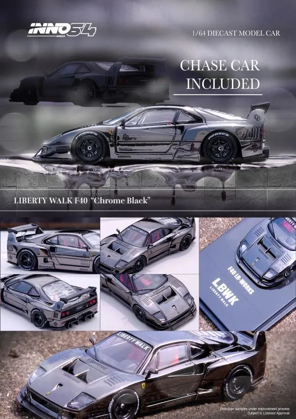 INNO64 LBWK Ferrari F40 Chrome Black Preorder