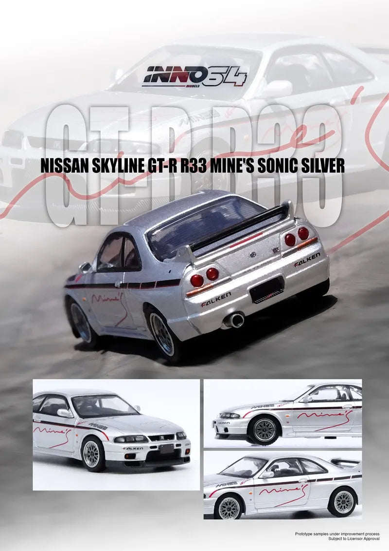 INNO64 NISSAN SKYLINE GT-R (R33) Tuned By MINE’S Silver Preorder