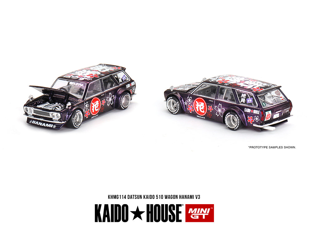 Kaido House x Mini GT Datsun KAIDO 510 Wagon Hanami V3 Magic Purple KHMG114