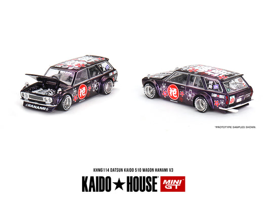 Kaido House x Mini GT Datsun KAIDO 510 Wagon Hanami V3 Magic Purple KHMG114 Preorder