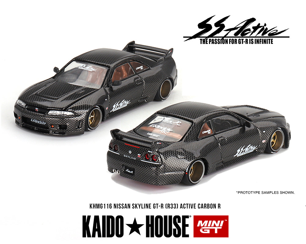 Kaido House x Mini GT 1:64 Nissan Skyline GT-R (R33) Active Carbon R KHMG116 Preorder