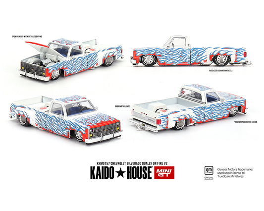 Kaido House Chevrolet Silverado Dually on Fire V2 White Flames KHMG157 Preorder