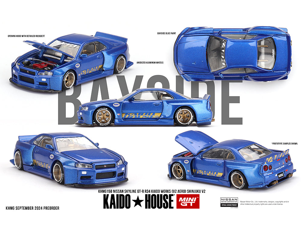 Kaido House Nissan Skyline GT-R R34 Kaido Works V2 Aero SHINJUKU V2 Blue KHMG158 Preorder