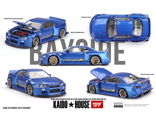 Kaido House Nissan Skyline GT-R R34 Kaido Works V2 Aero SHINJUKU V2 Blue KHMG158 Preorder