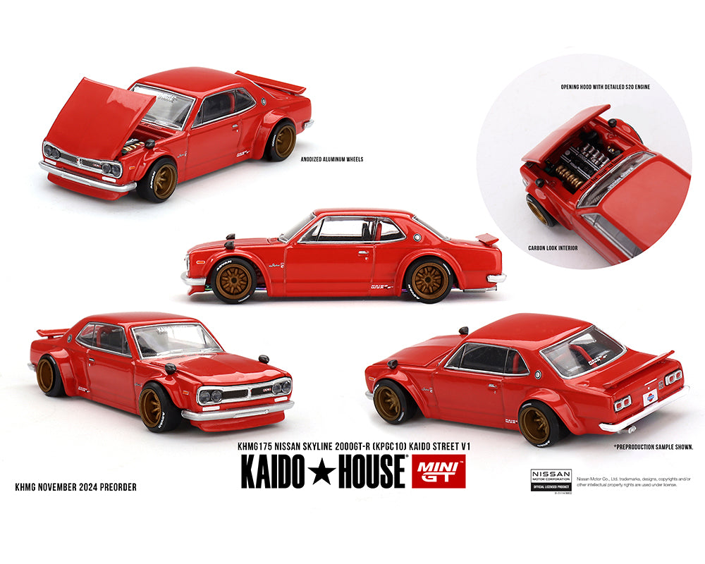 Kaido House Nissan Skyline 2000GT-R (KPGC10) Kaido Street V1 Red KHMG175 Preorder