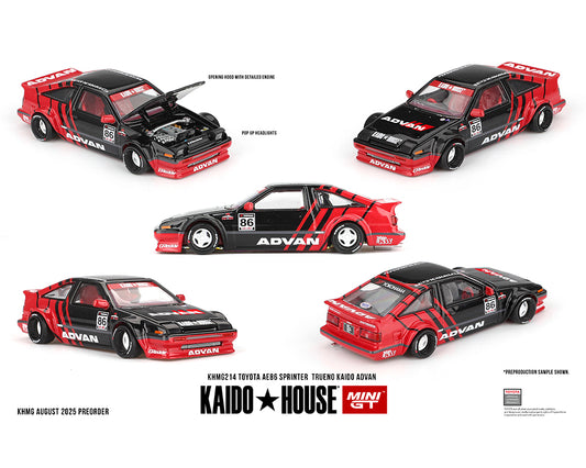 Kaido House Toyota AE86 Sprinter Trueno Kaido ADVAN Red Black KHMG214 Preorder