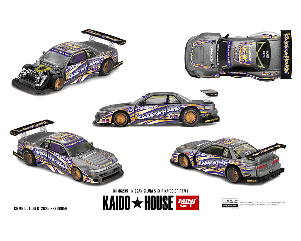 Kaido House Nissan Silvia S13-R Kaido Drift V1 Greddy Gunmetal Gray KHMG235 Chase Chance