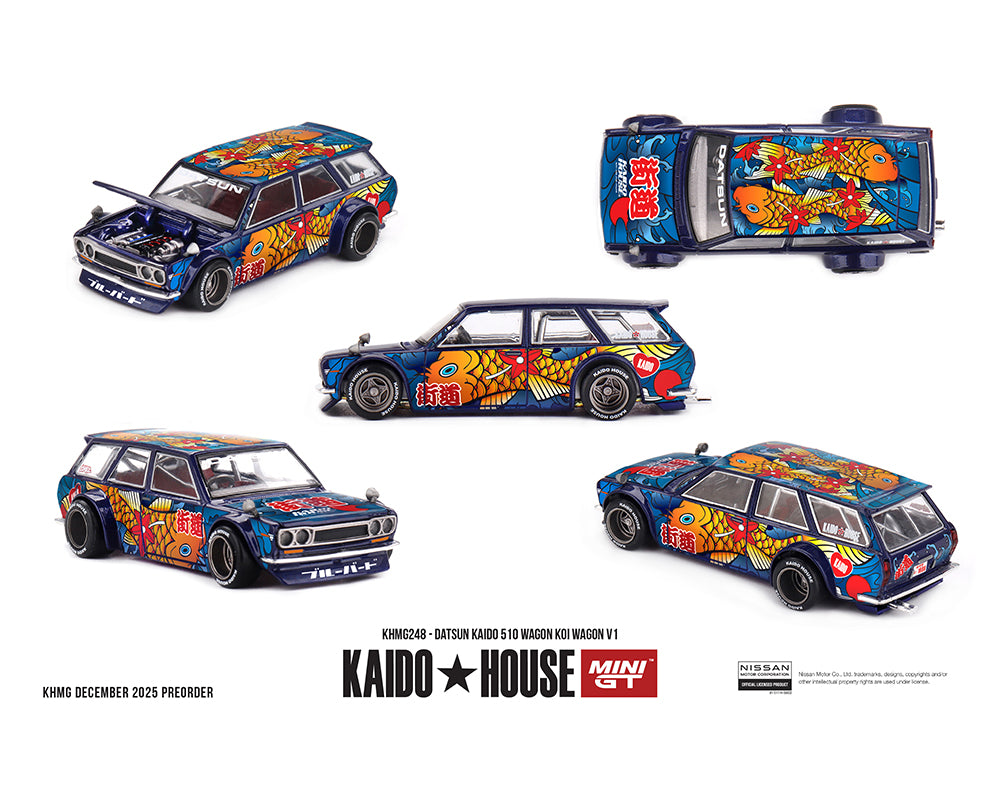 Kaido House Datsun KAIDO 510 Wagon Koi Wagon V1 Blue KHMG248 Chase Chance