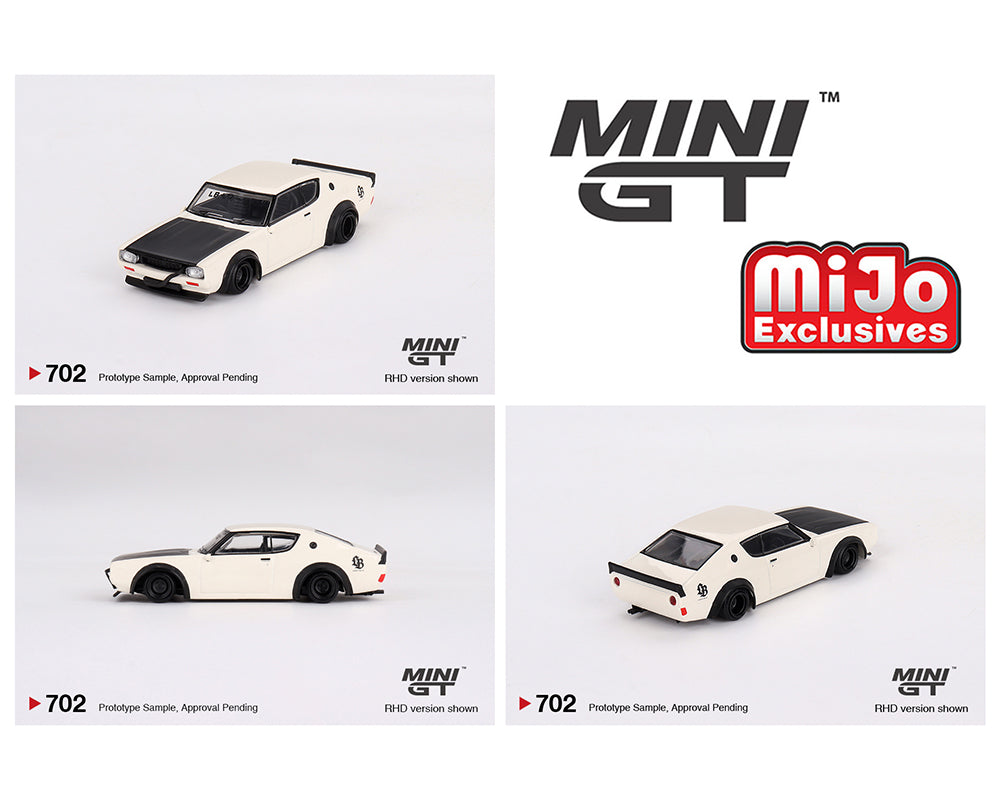 Mini GT #702 Nissan Skyline Kenmeri Liberty Walk LBWK White 2000GT-R