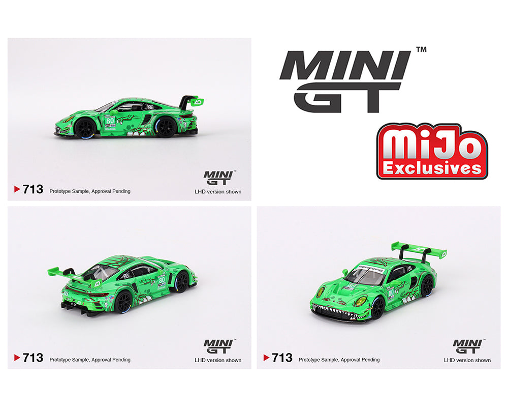 Mini GT 1:64 Porsche 911 GT3 R #80 GTD AO Racing 2023 IMSA Sebring 12 Hrs #713 MiJo Exclusives Preorder