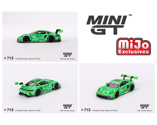 Mini GT 1:64 Porsche 911 GT3 R #80 GTD AO Racing 2023 IMSA Sebring 12 Hrs #713 MiJo Exclusives Preorder
