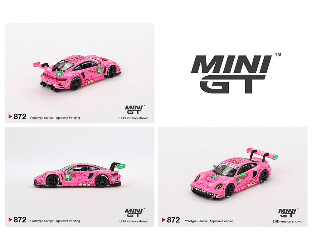 Mini GT #872 Porsche 911 GT3 R #80 AO Racing 2023 IMSA Virginia Roxy Preorder