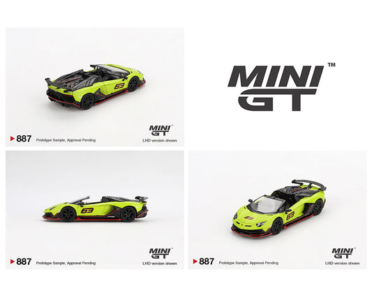 Mini GT #887 Lamborghini Aventador SVJ 63 Roadster Verde Shock Preorder