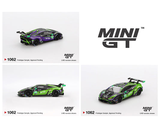 Mini GT #1062 Lamborghini Huracán GT3 EVO2 #78 Forte Racing 2024 IMSA Daytona 24 Hrs Preorder