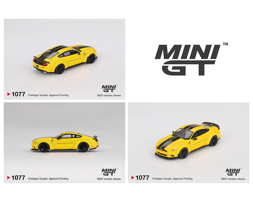 Mini GT #1077 LB-WORKS Ford Mustang Triple Yellow Preorder