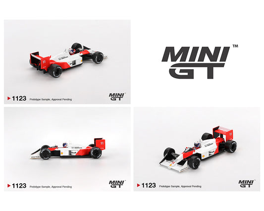 Mini GT #1123 McLaren MP4/4 #11 Alain Prost 1988 Japanese Grand Prix 2nd Place Preorder