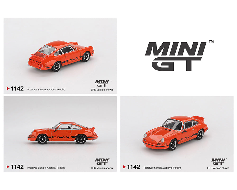 Mini GT #1142 Porsche 911 Carrera RS 2.7 Tangerine with Black Livery