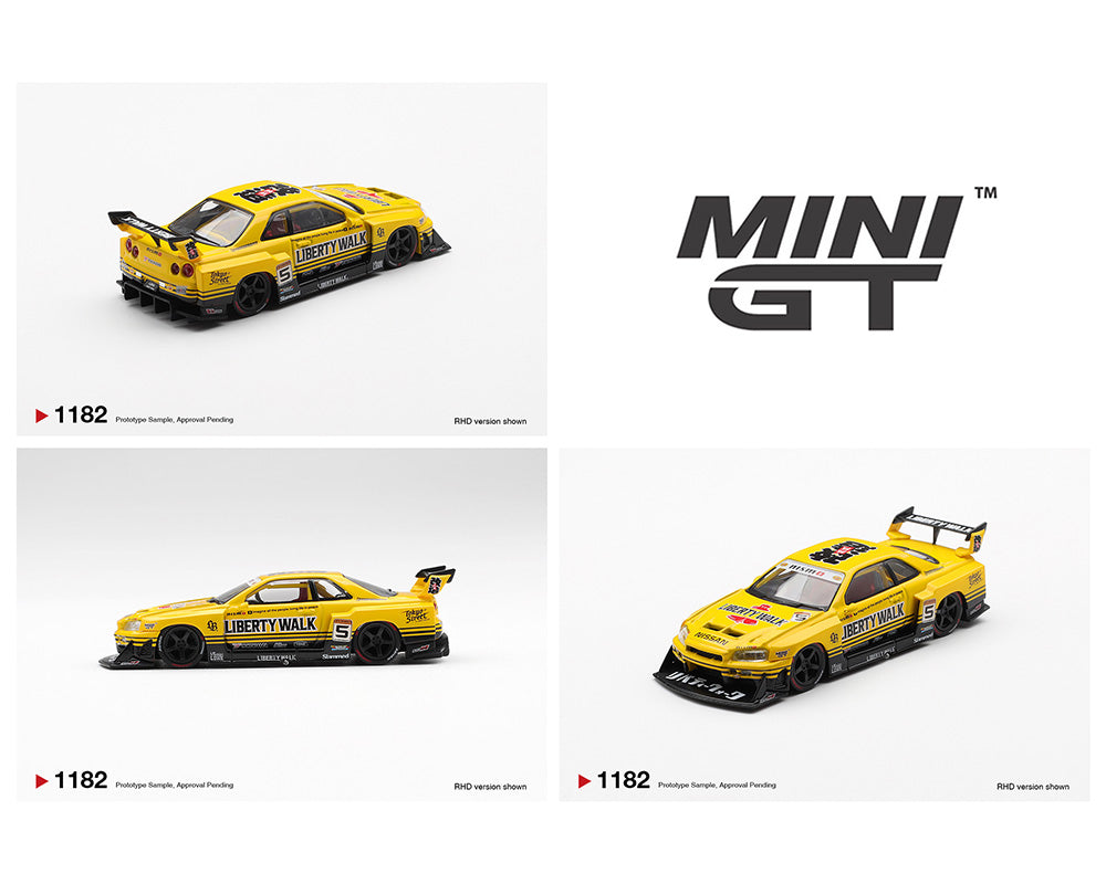 Mini GT #1182 Nissan LB-ER34 Super Silhouette Skyline Sport Yellow