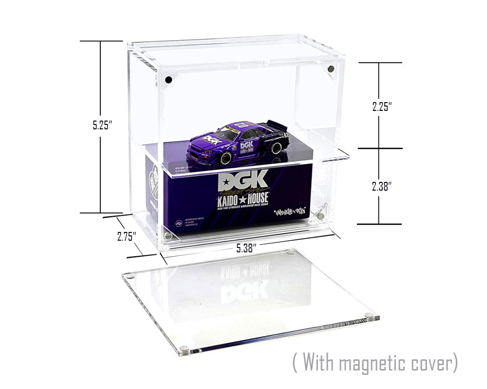 Showcase 1:64 2-Car Desk Top Collector Display Case with Cover (5″ x 2.5″ x 4.75″)