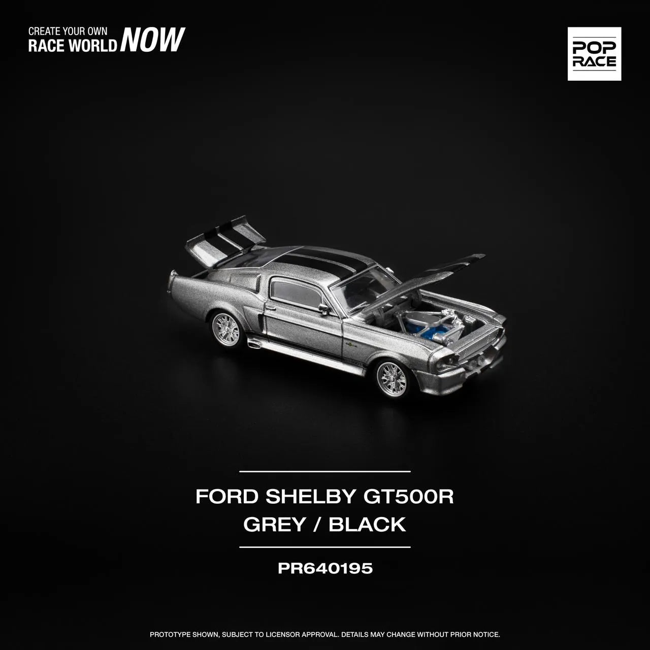 Pop Race 1967 Shelby Mustang GT500 Grey/Black PR64-195 Preorder