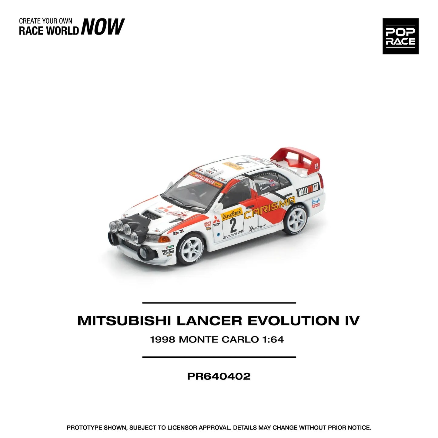 Pop Race Mitsubishi Lancer Evolution IV 1998 Monte Carlo Rally PR64-402