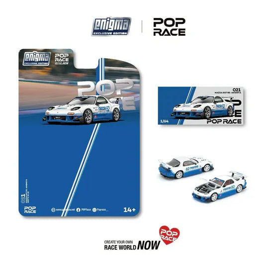 Pop Race Mazda RX-7 (FD3S) Blue White PR64-PRE021 Enigma Exclusive Preorder