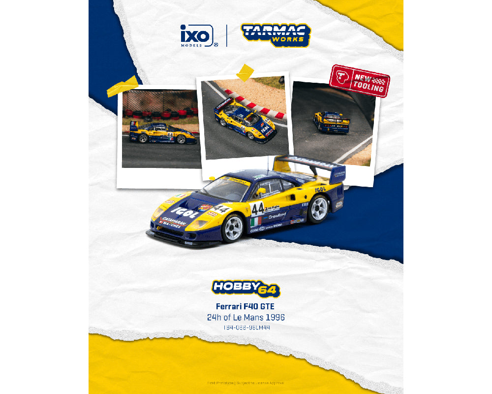 Tarmac Works Hobby64 Ferrari F40 GTE 24h of Le Mans 1996 Luciano Della Noce Anders Olofsson Carl Rosenblad