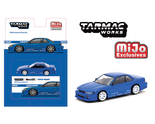 Tarmac Works Global64 1:64 VERTEX Nissan Silvia S13 TOYO TIRES Blue Metallic MiJo Exclusives Preorder