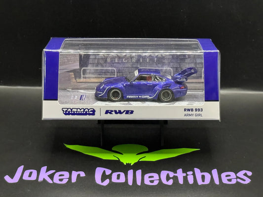 Tarmac Works Hobby64 Porsche RWB 993 Army Girl Purple Blue