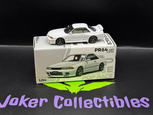 New Open Box Pop Race Nissan Skyline GTR R32 Crystal White PR64-157