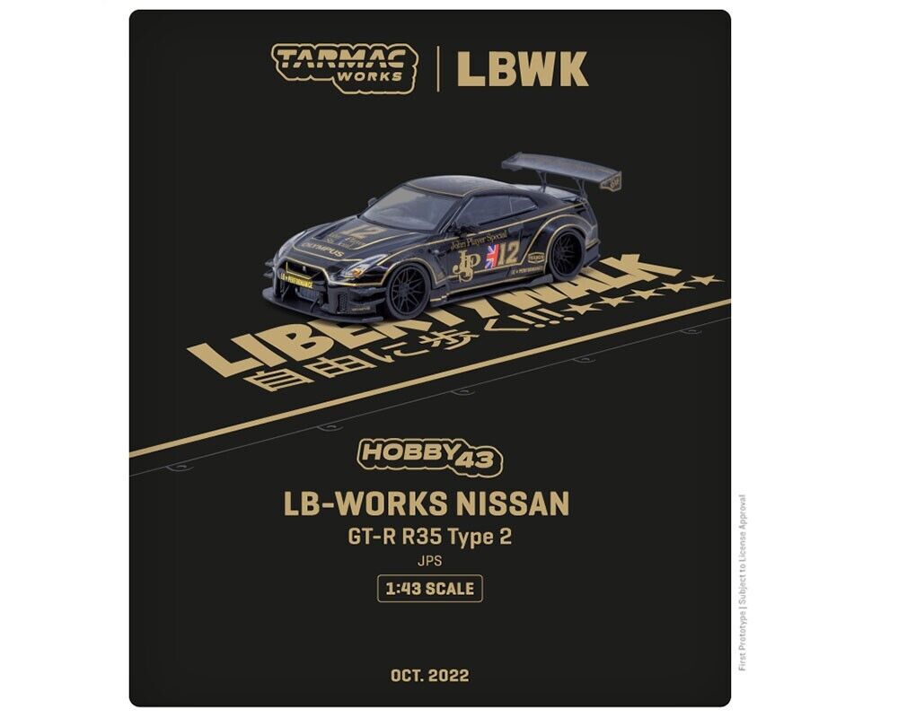Tarmac Works Hobby43 1:43 Scale LBWK LB-Works Nissan GT-R R35 Type 2 JPS Liberty Walk