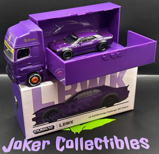 Tarmac Works Global64 LB-WORKS Purple Dodge Challenger SRT Hellcat with Truck *New Open Box*